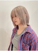 ホワイトベージュ×切りっぱなしボブ/◎