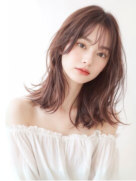 ダブルバイグリッター(W by GRITTERs) レイヤーカット 外ハネミディアム マロンベージュ 顔周りカット