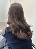 韓国ヘア顔周りレイヤーミルクティーベージュグレージュ暗め原宿
