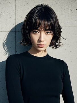 エイチ ウルフカット 大阪梅田(811) 外ハネボブ40代タッセルボブグラデーションカラーヘアカラー