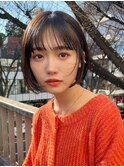 切りっぱなしボブナチュラルボブミディアム前髪縮毛矯正表参道