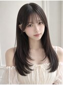 ワンホンヘアショートレイヤー薄め前髪ブリーチなしロングヘア☆