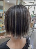 コントラストハイライトボブ/20代/30代/40代