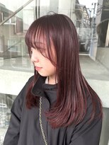 マニア(mania.)&nbsp;ボルドーワインレッドレイヤー暖色ブリーチなしワンカラー髪色