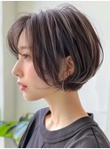 イメチェン 外ハネ ボブ 美髪 ワイドバング ブルーブラック