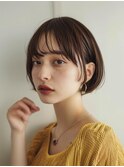 イメチェン　外はね　ボブ　美髪　ワイドバング　ブルーブラック