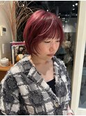 ピンクカラーボブレイヤーチェリーピンクカラー