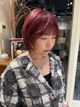 エルム 原宿 表参道(yelm) ピンクカラーボブレイヤーチェリーピンクカラー