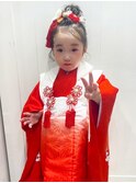 横浜七五三！三歳７歳子供着付けお団子アップヘアアレンジ