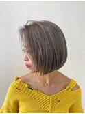 シースルーマッシュボブヘアタッセルボブハイライト