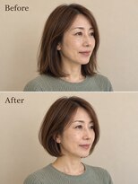 aptas 青山/表参道 白髪染め/白髪ぼかしハイライト/ボリュームアップエクステ&nbsp;40代の大人ボブ｜表参道・青山
