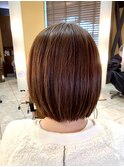 ナチュラルストレート×ショコラベージュ☆小顔ボブ
