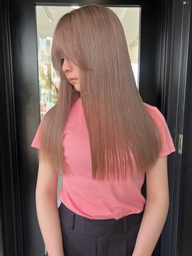 ツキ 横浜店(tuki) ラベンダーベージュピンクベージュダブルカラーブリーチカラー