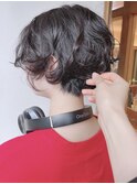 【morio原宿】スパイラルパーマショートボブ前髪なしショート