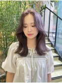 韓国ヘア　ラベンダーグレージュ×くびれヘア　吉祥寺桜