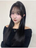 顔まわりレイヤー 艶カラー 暗髪 韓国風 髪質改善 福岡美容室