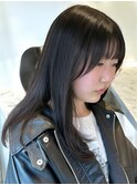 ダークブラウン就活カラー暗髪韓国ヘア顔周りカット小顔