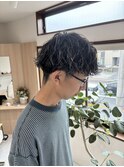 ツイストスパイラルパーマ×メッシュキャップハイライト