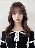 小顔ぱっつん前髪シースルー顔まわりカットレイヤーロング