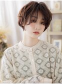 前髪パーマフェザーショート抜け感カジュアルブリーチなし30代c8