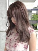 [ANDREY]グレーベージュ/レイヤーロング/前髪パーマ黒髪カタログ