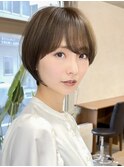 30代40代50代/丸みショート/クビレ/前髪あり/ブラウン/表参道