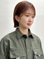 サクラ オモテサンドウ(SAKURA) 切りっぱなしボブ×オレンジブラウン×ぱっつん前髪