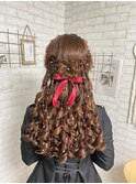 お花ハーフアップ