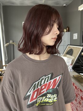 レド(LeDo) ワインレッド×ダブルカラー×ボブ【四日市】