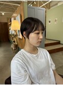 マッシュショート×イヤリングカラー×グレージュ