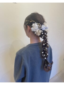 ブラック(BLUCK) 振袖×低め編みおろしヘアセット