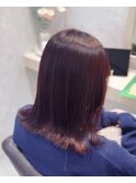 ブリーチ無しでも理想の暖色カラーに！深めワインレッドカラー