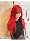 プルエクステ10代20代レッドカラーロング原色カラー