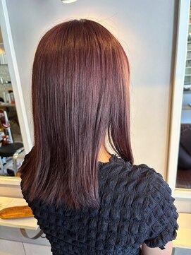 モップス 富岡店(MOPS) ブリーチなしダブルカラー×ワインレッド