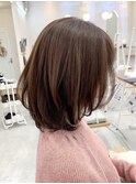 20代～50代☆上品ミディアムレイヤーカットAラインベージュ