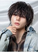 波巻きシャドウパーマラウンドマッシュ