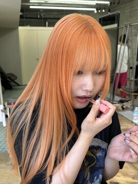 ヲタク 渋谷 代官山 恵比寿(wotaku.) ペールオレンジハイトーンケアブリーチトリプルカラー暖色カラー