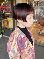 モリオフロムロンドン 原宿本店(morio from London)&nbsp;【morio 原宿】インナーカラー/ミニボブ前髪/20代/髪型