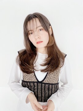 ファンナギンザ(FaNNa ginza) フェイスレイヤー/小顔カット/グレージュ/シースルーバング