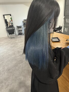 ナンバー 竪町(number+) 20代30代大人可愛い透明感インナカラーインディゴブルー