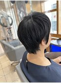 ステップボーンカットカットボブショートハイライト白髪ぼかし