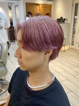 テトラ バイ ネオリーブ 横浜西口店(tetra by neolive) メンズハイトーン ブリーチ ピンク 横浜