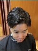 銀座　理容室　メンズカット　毛流れパーマ
