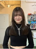 オリーブベージュ×シースルーバング