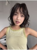 ボブパーマ/切りっぱなしボブ/くびれヘア/簡単スタイリング