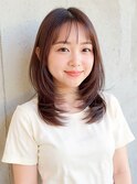 顔周りレイヤー大人可愛い小顔20代30代似合わせカット秋カラー