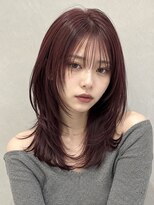 ベル 新宿(Belle)&nbsp;ハッシュウルフ/ミディアムレイヤーカット/ワインレッド