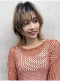 ひし形シルエットのくびレイヤーネオウルフ　ウルフカット