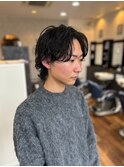 色気のある無造作ミディアムパーマ　ツイストスパイラルパーマ