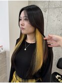 隠せるインナーカラー イエロー 推しカラー 表参道